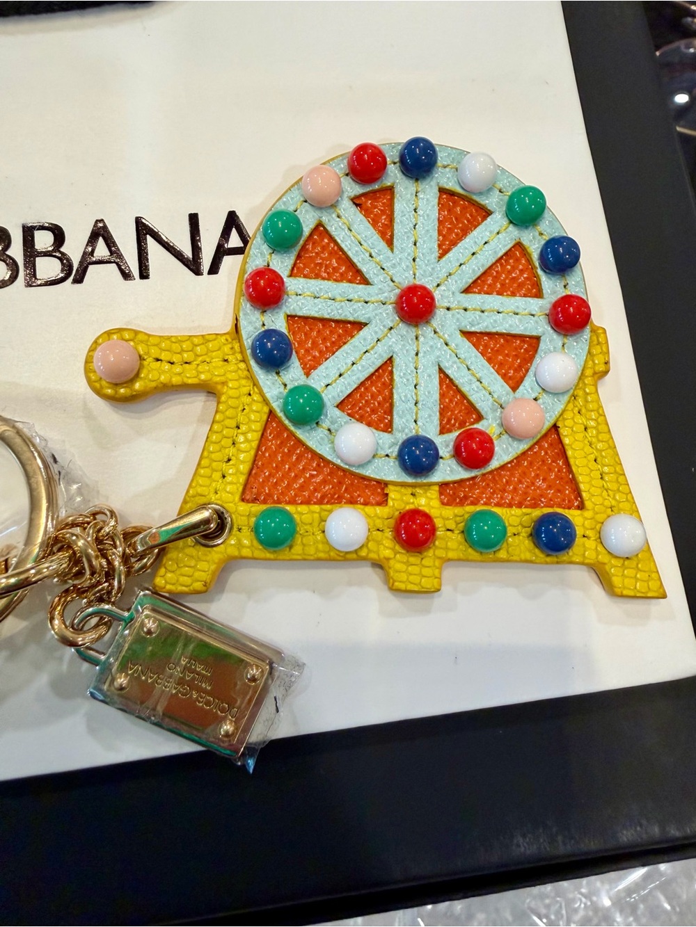 Dolce & Gabbana Yellow Multicolor Enamel Ferris Wheel Keyring Bag Charm - Picture 3 of 3